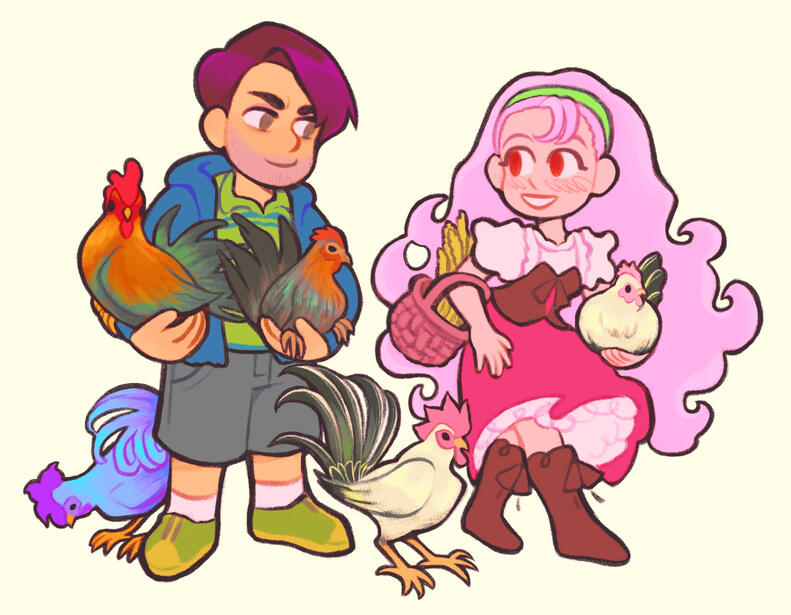 Shane and Popuri with their Chickens