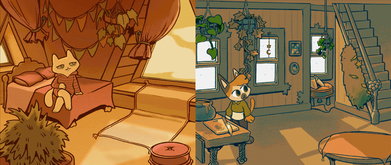 Animations of two cats from the “Cozy Critters” series