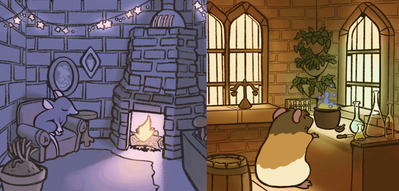 Animations of two rodents from the “Cozy Critters” series