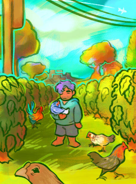 Chicken Man in Field